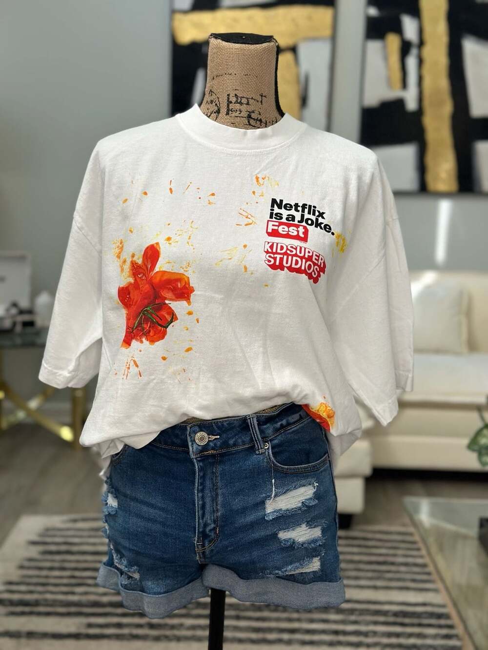 Los Angeles Apparel Netflix is a Joke Fest Kidsuper Studios White Graphic